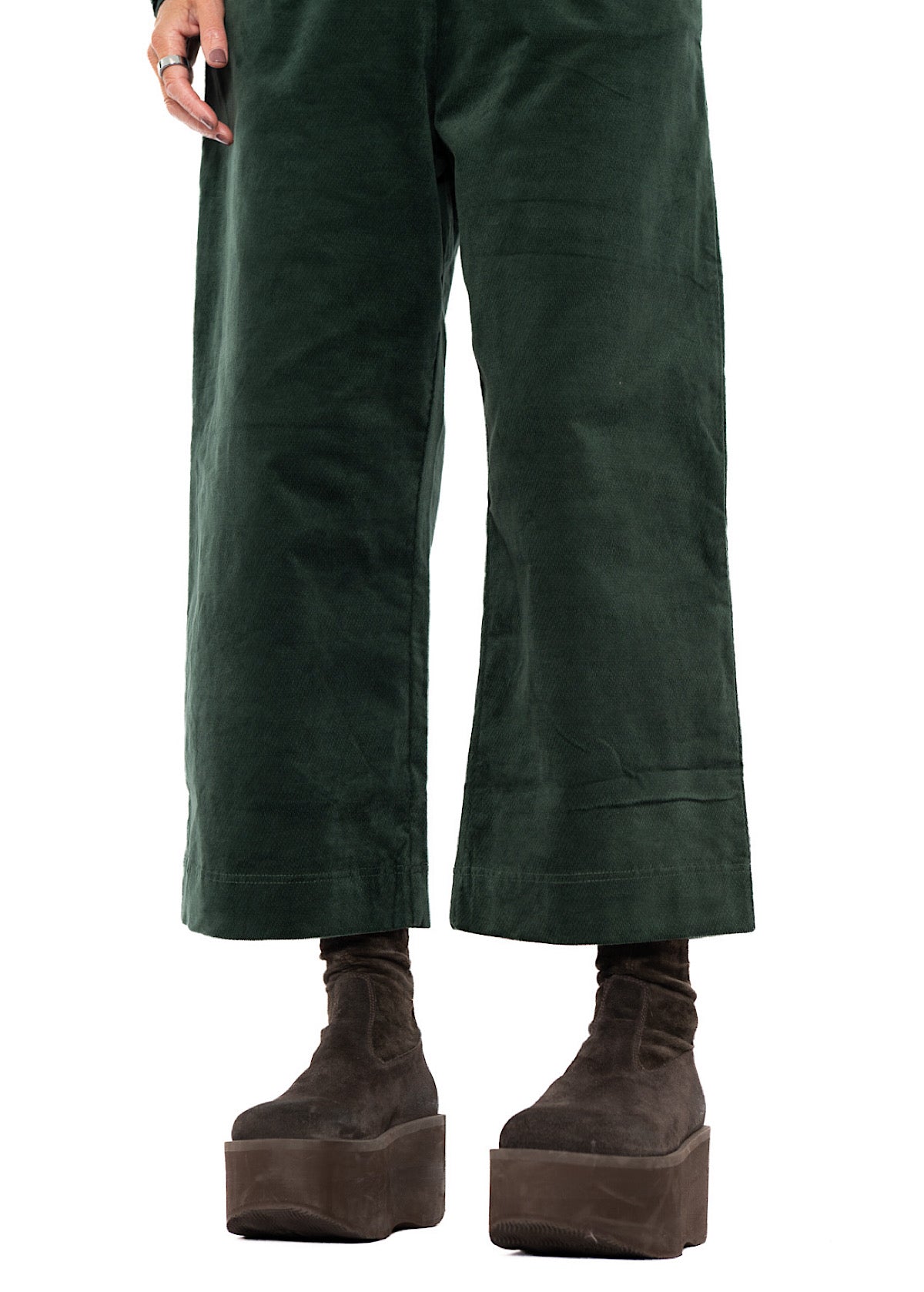 STRETCH-VELVET WIDE LEG TROUSER