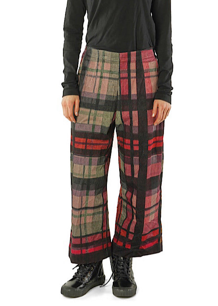 CL WIDE-LEG CHECK VELVET TROUSER