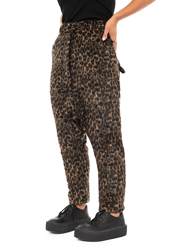 FAUX FUR LEOPARD TROUSER