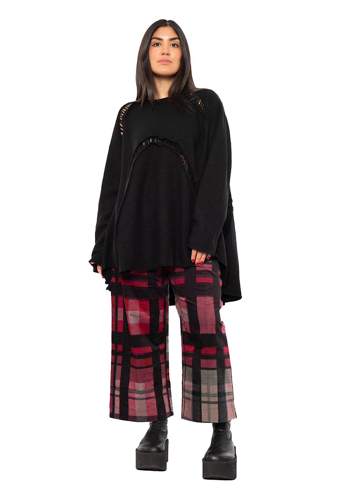 BOILED WOOL LADDER STITCH TUNIC