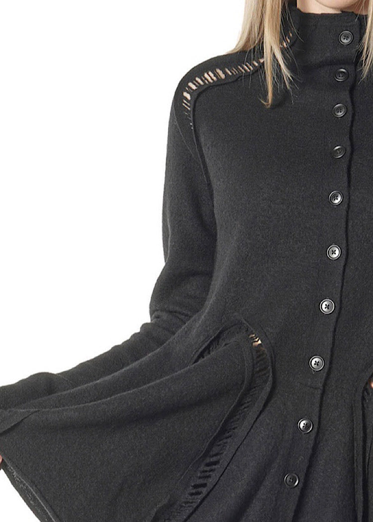 BOILED WOOL LADDER STITCH CARDIGAN