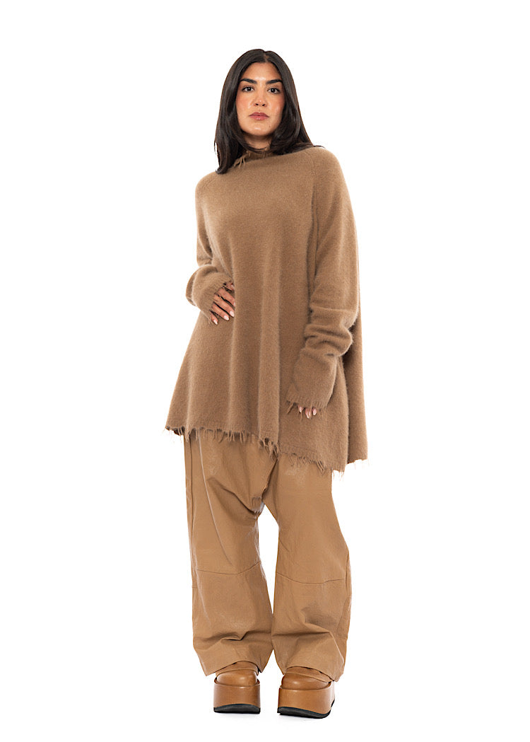 OVERSIZED FOX WOOL SILK KNITTED TUNIC