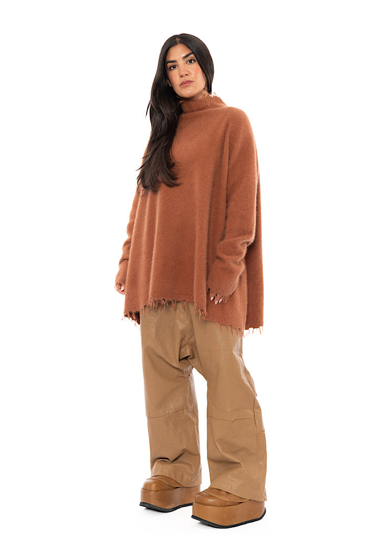 OVERSIZED FOX WOOL SILK KNITTED TUNIC
