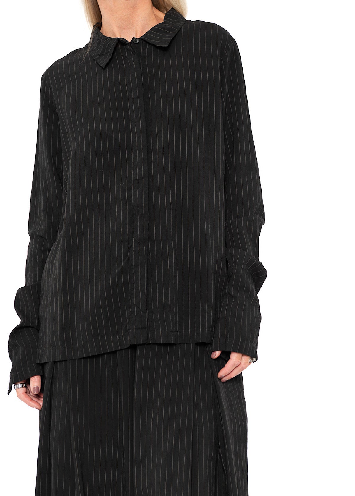 PINSTRIPE VISCOSE-SILK SHIRT