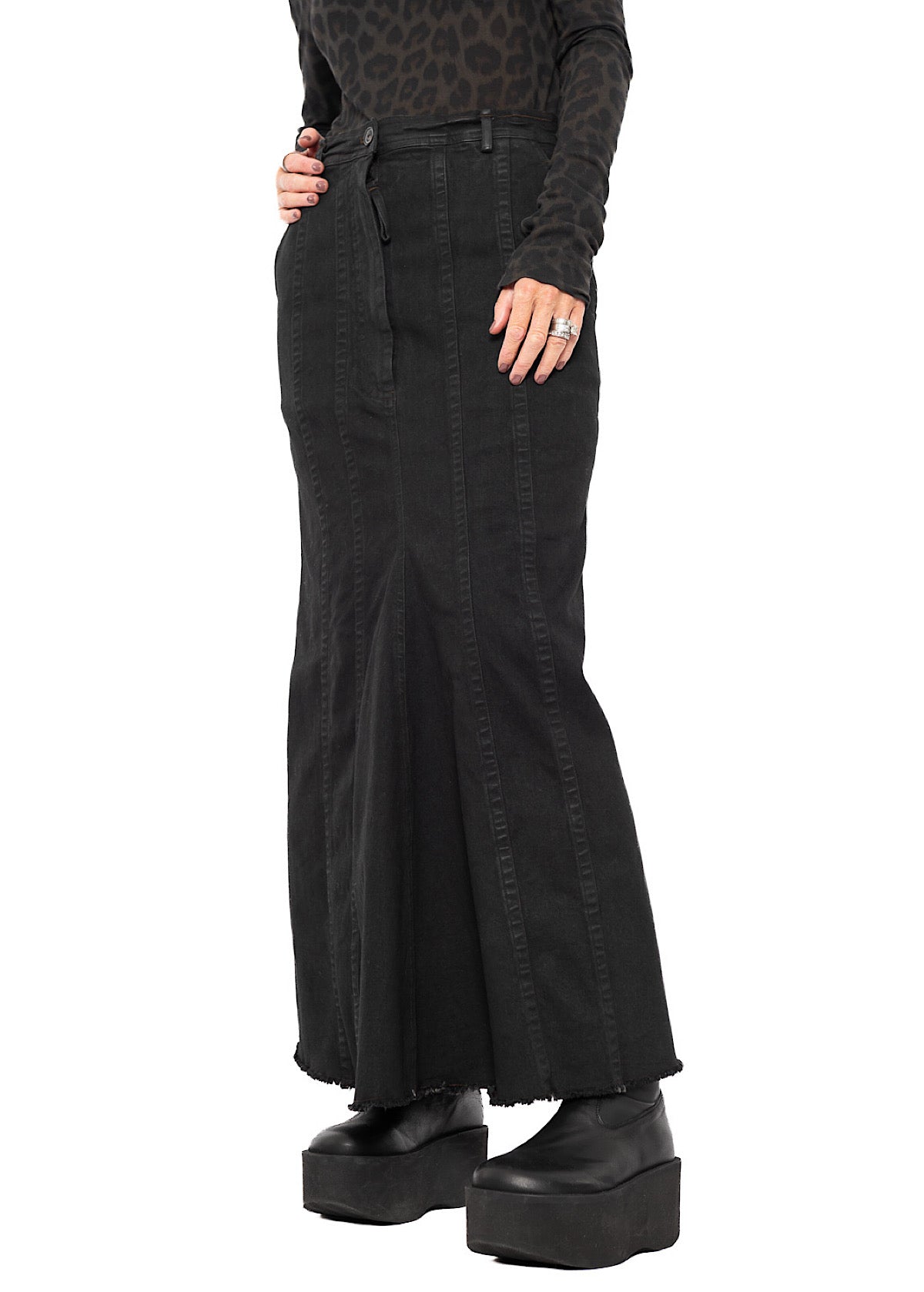 STRETCH DENIM MAXI SKIRT