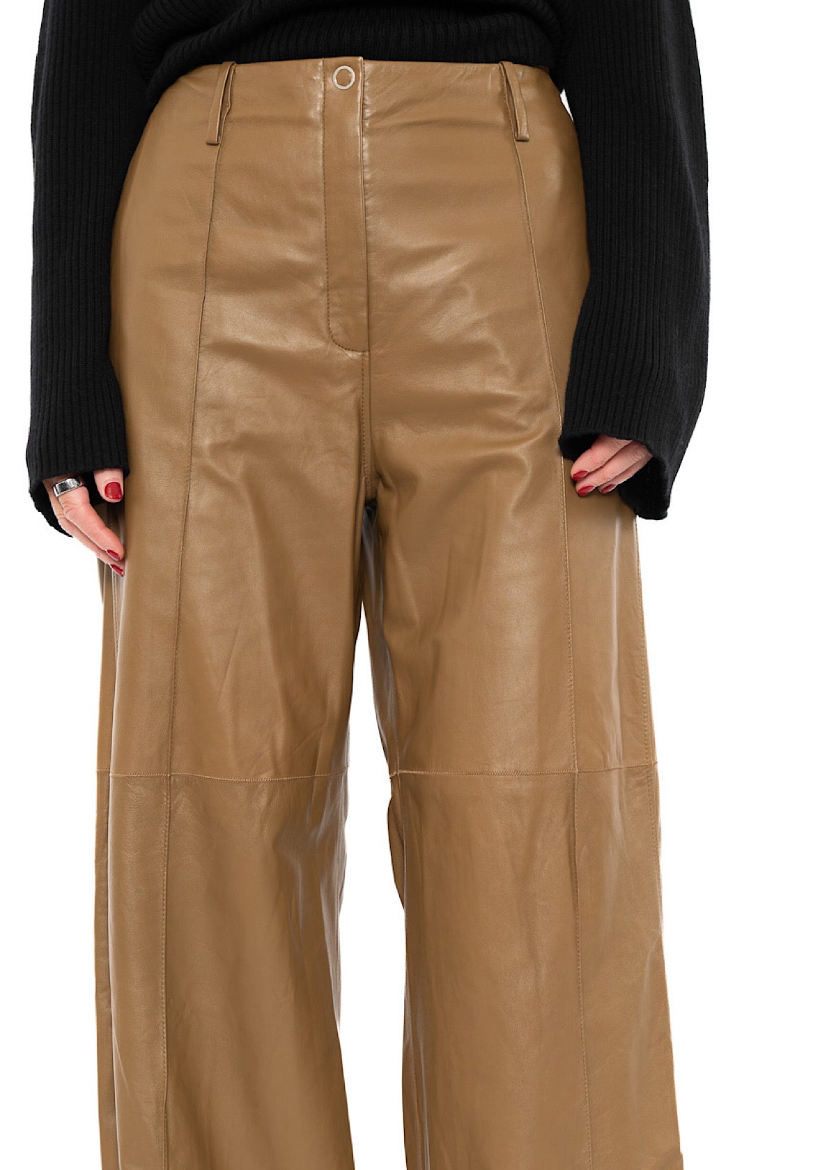 SIGNATURE WIDE LEG LEATHER TROUSER