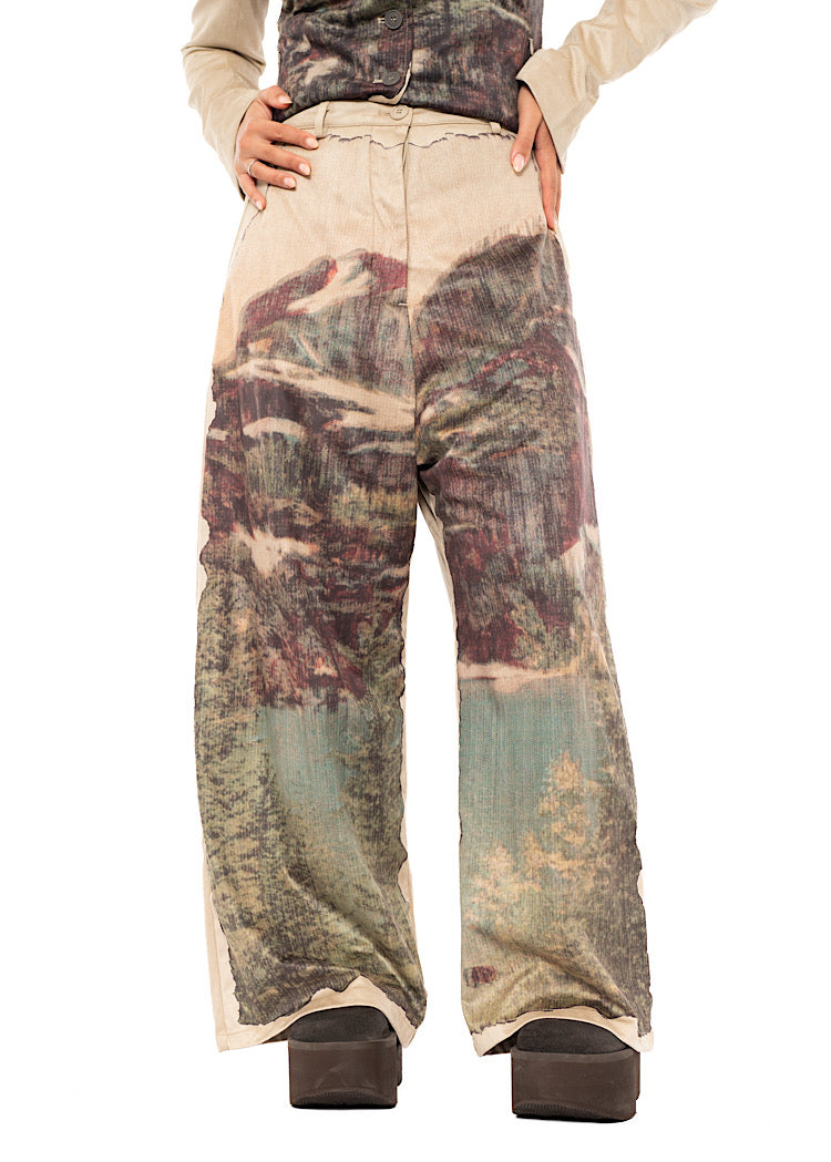 LANDSCAPE PRINT WIDE LEG TROUSER