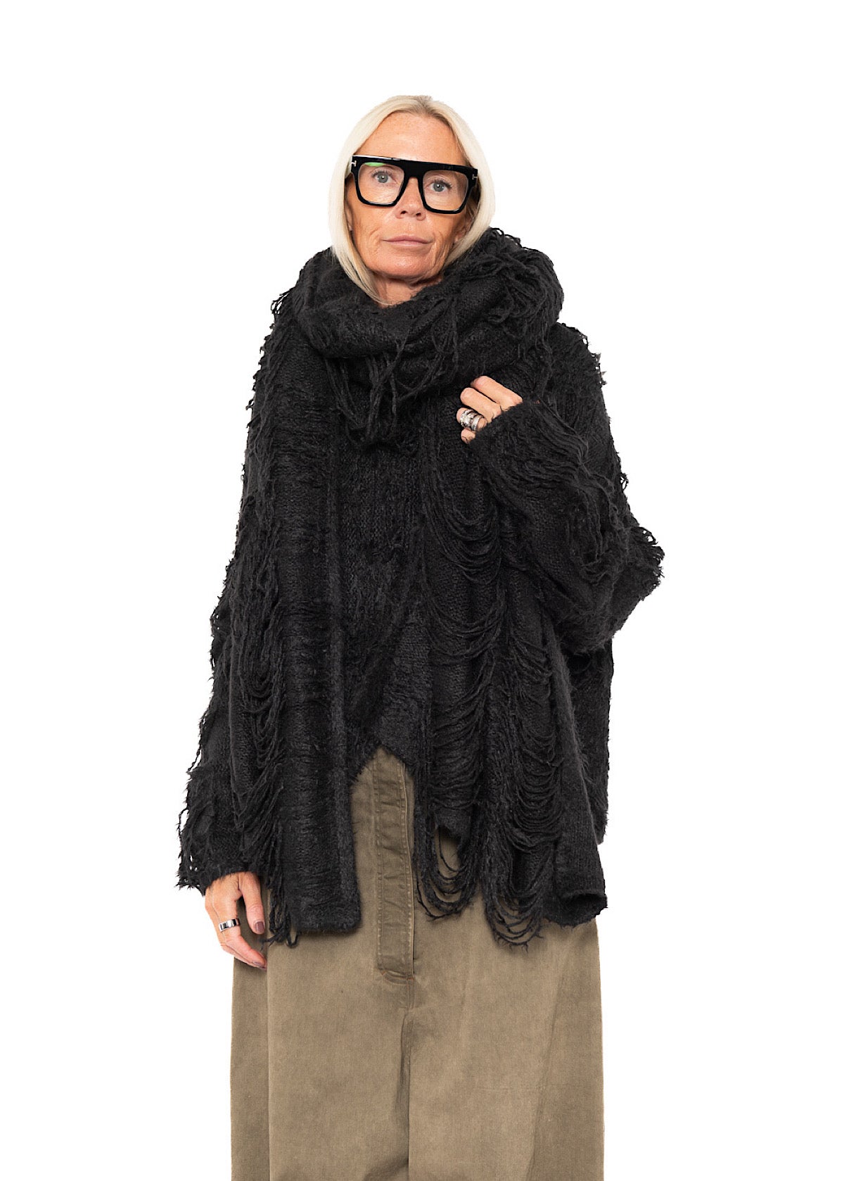LADDERED SILK KNIT SCARF