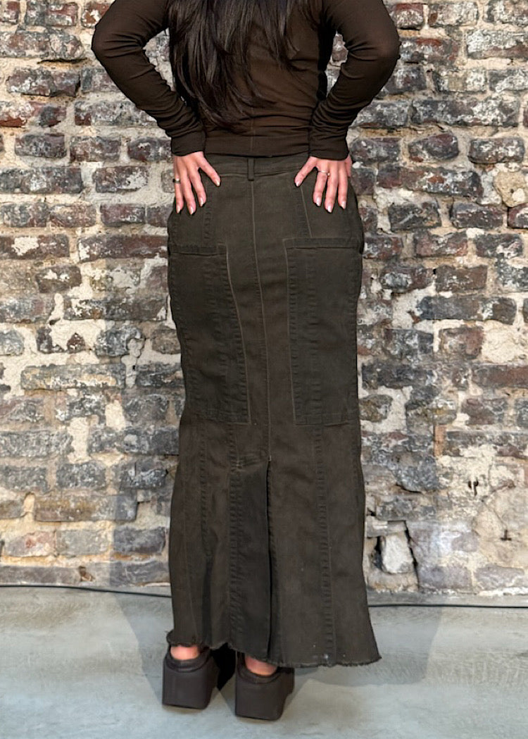 STRETCH DENIM MAXI SKIRT *GINGER CLOUD* (SHOWN IN UMBRA CLOUD)