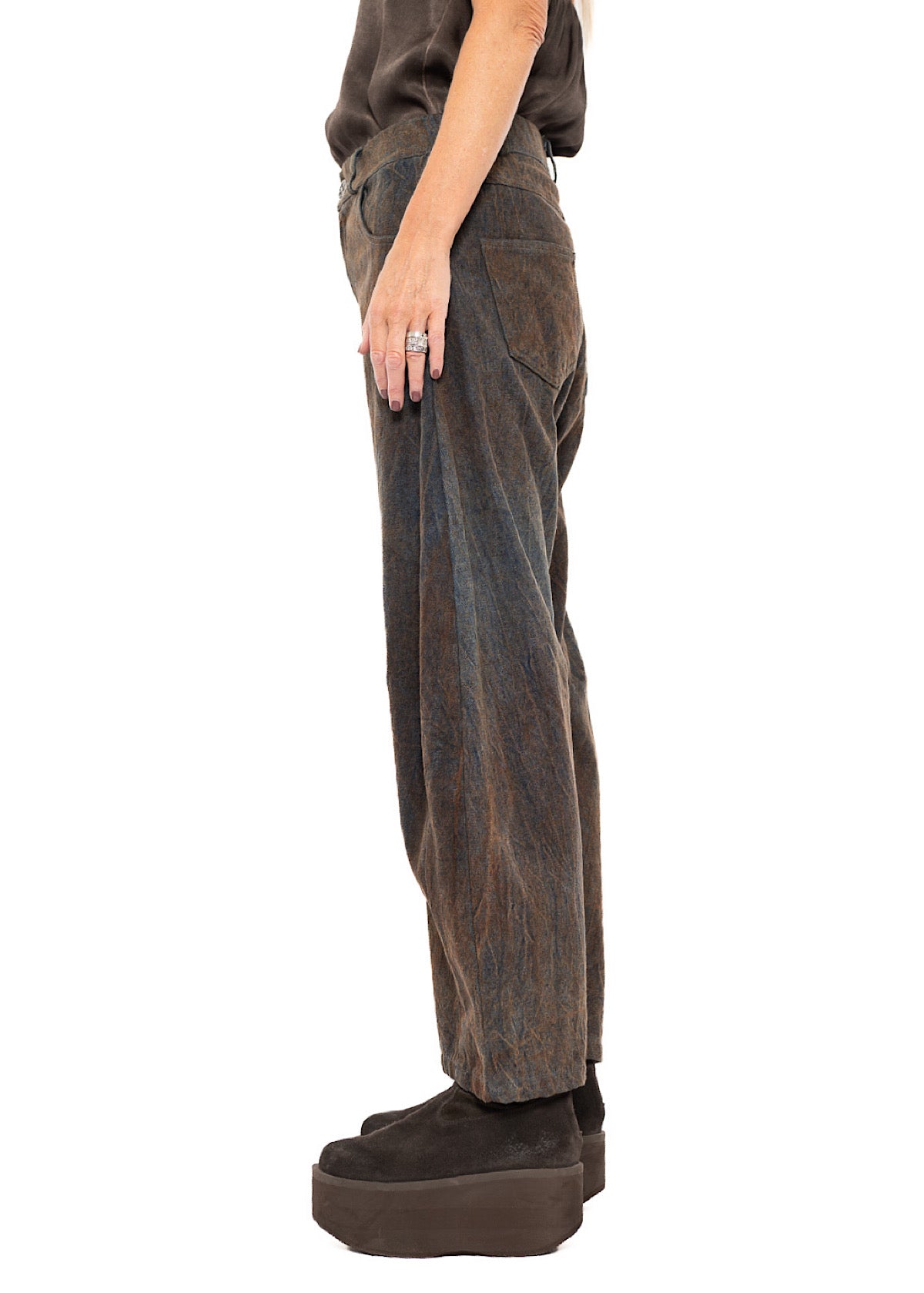 STONE-WASHED DENIM BALLOON TROUSERS
