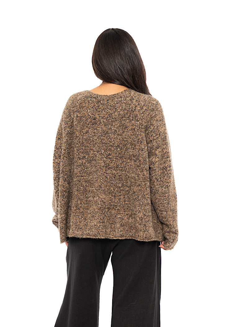 CROPPED MÉLANGE KNITTED PULLOVER