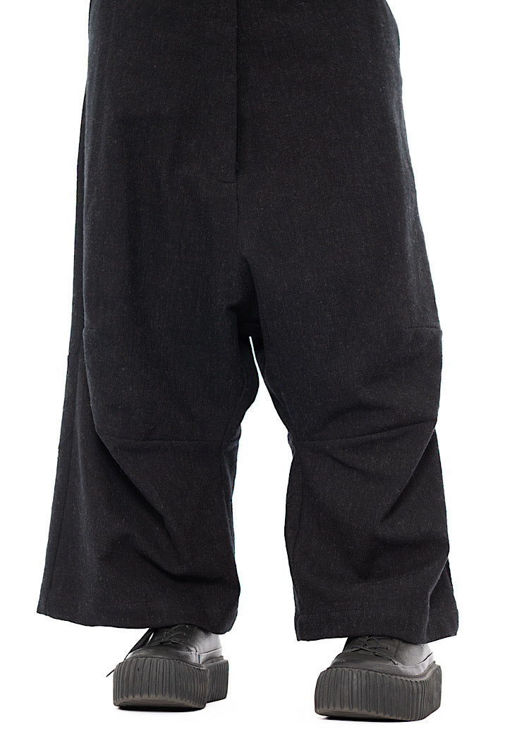 PINSTRIPE DROP CROTCH WOOL TROUSER