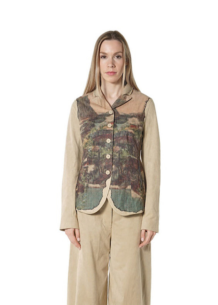 CL FITTED PRINT FAUX SUEDE JACKET