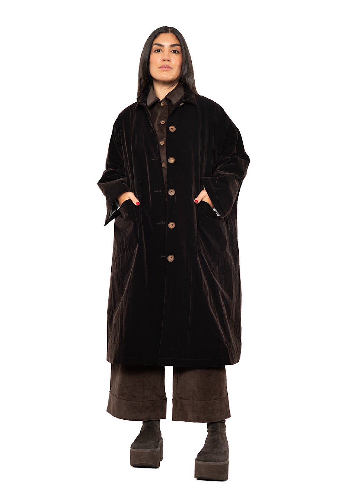 OVERSIZED CRUSHED VELVET CARA COAT