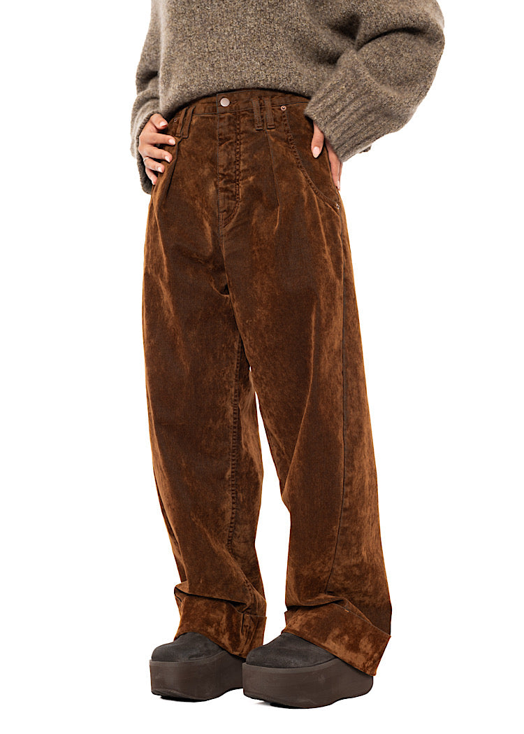 FLOCKED BARREL-LEG TROUSER