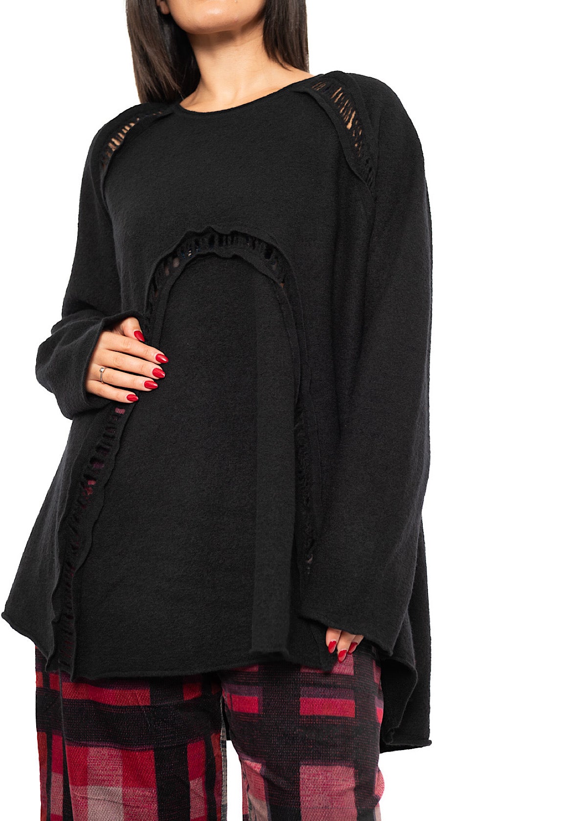BOILED WOOL LADDER STITCH TUNIC