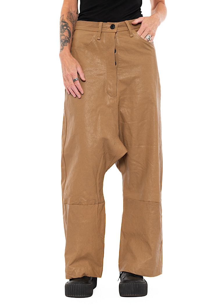 LEATHER DROP-CROTCH TROUSER