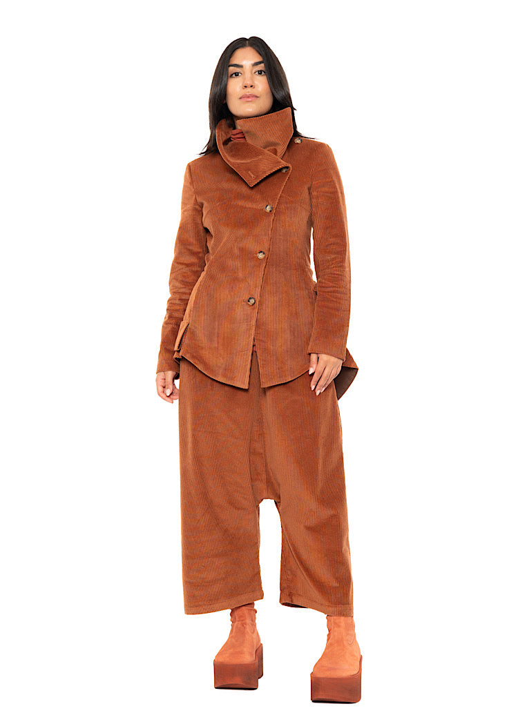 ASYMMETRIC STRETCH CORD VELVET JACKET