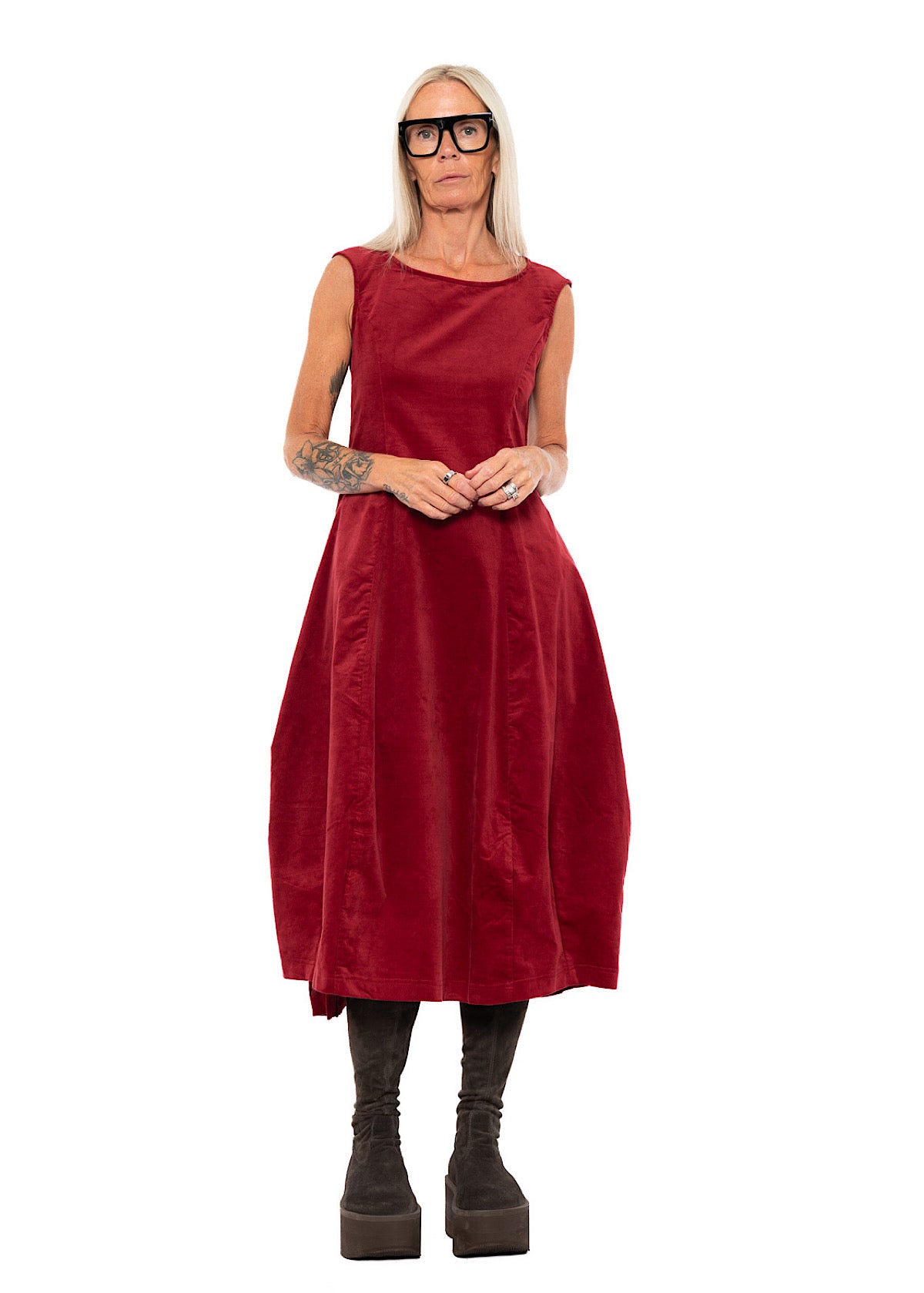 STRETCH-VELVET BALLOON DRESS