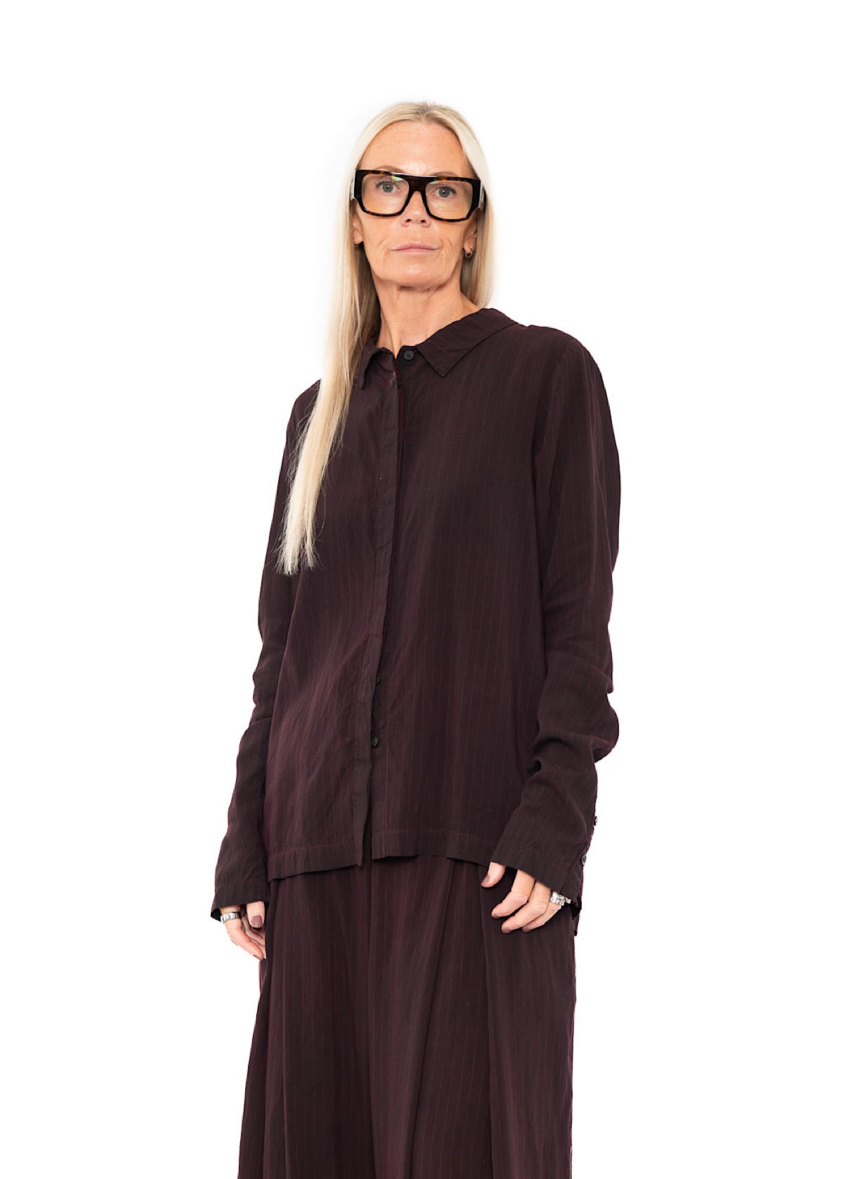 PINSTRIPE VISCOSE-SILK SHIRT