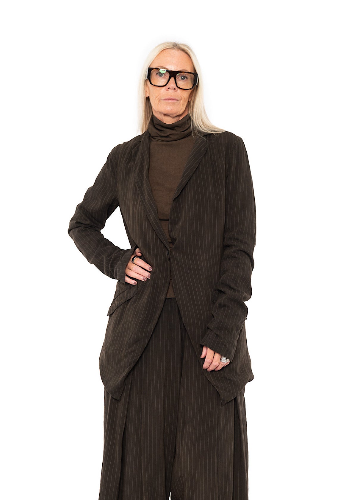 FLUID PINSTRIPE LONGLINE JACKET