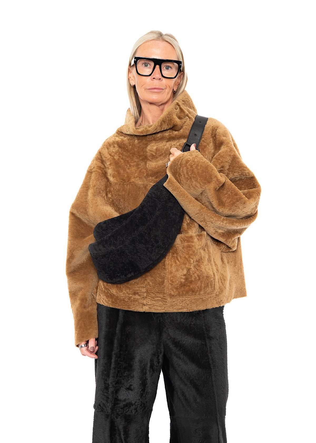 CROSSBODY FUR-FINISHED LEATHER BAG