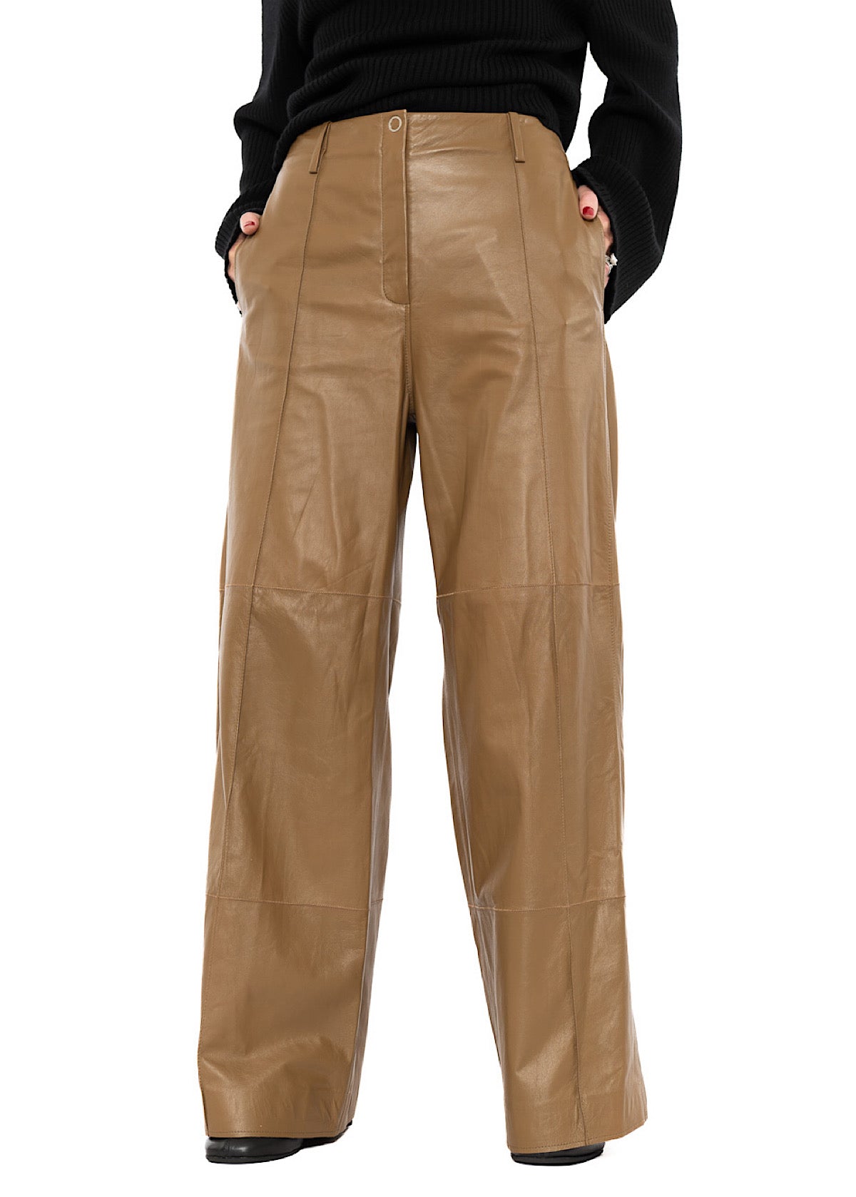 SIGNATURE WIDE LEG LEATHER TROUSER
