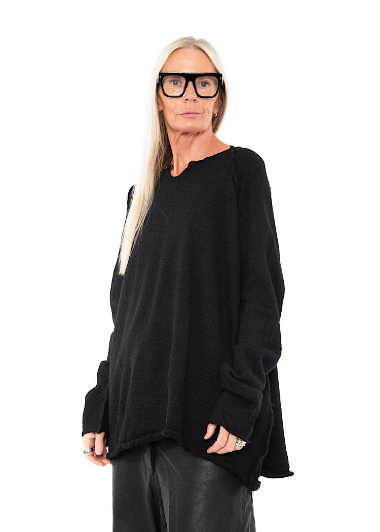 RELAXED BOILED WOOL PULLOVER