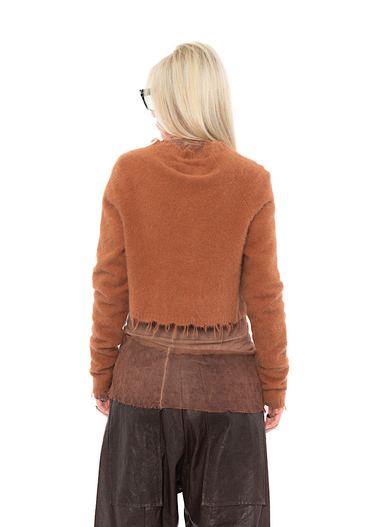 CROPPED FOX WOOL SILK PULLOVER