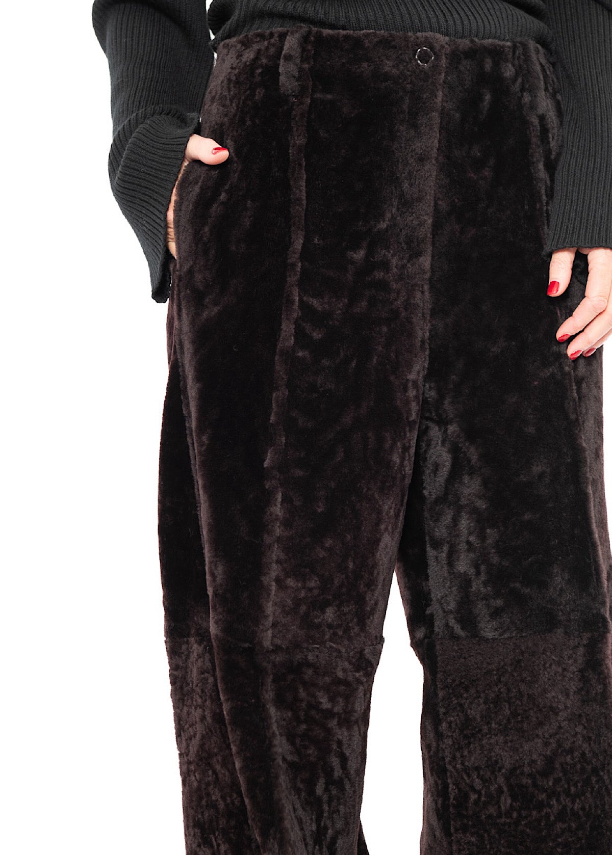 WIDE FUR LEATHER TROUSER
