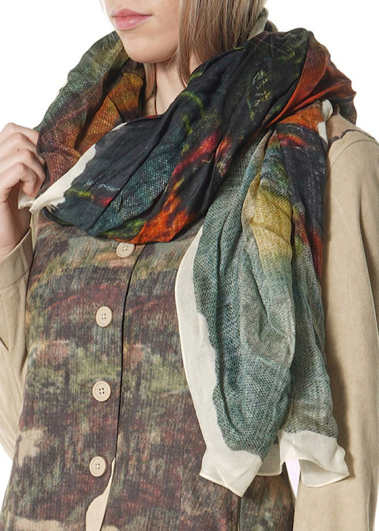 CL MOUNTAIN PRINT MODAL-WOOL SCARF