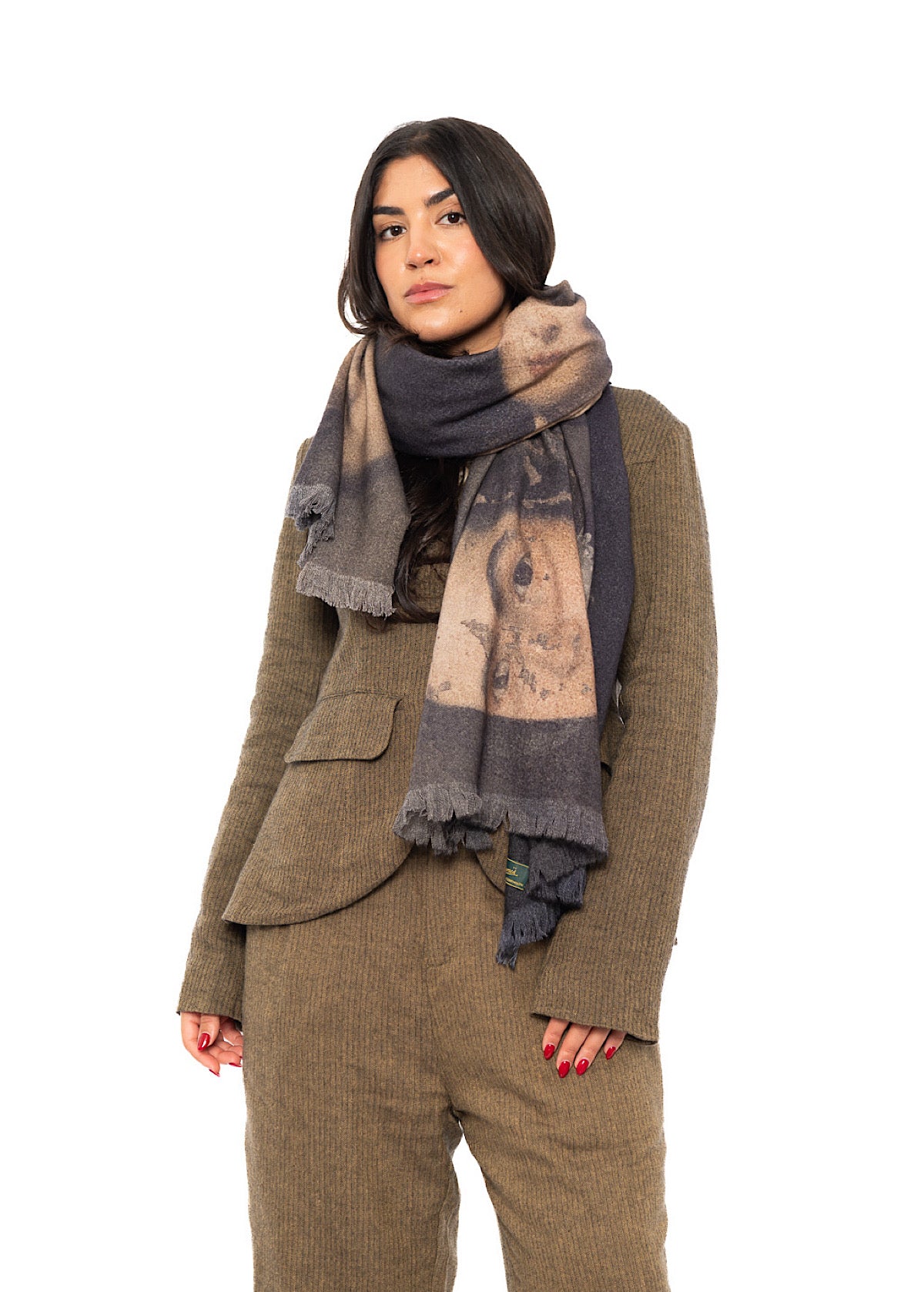 PORTRAIT PRINTED WOOL SCARF