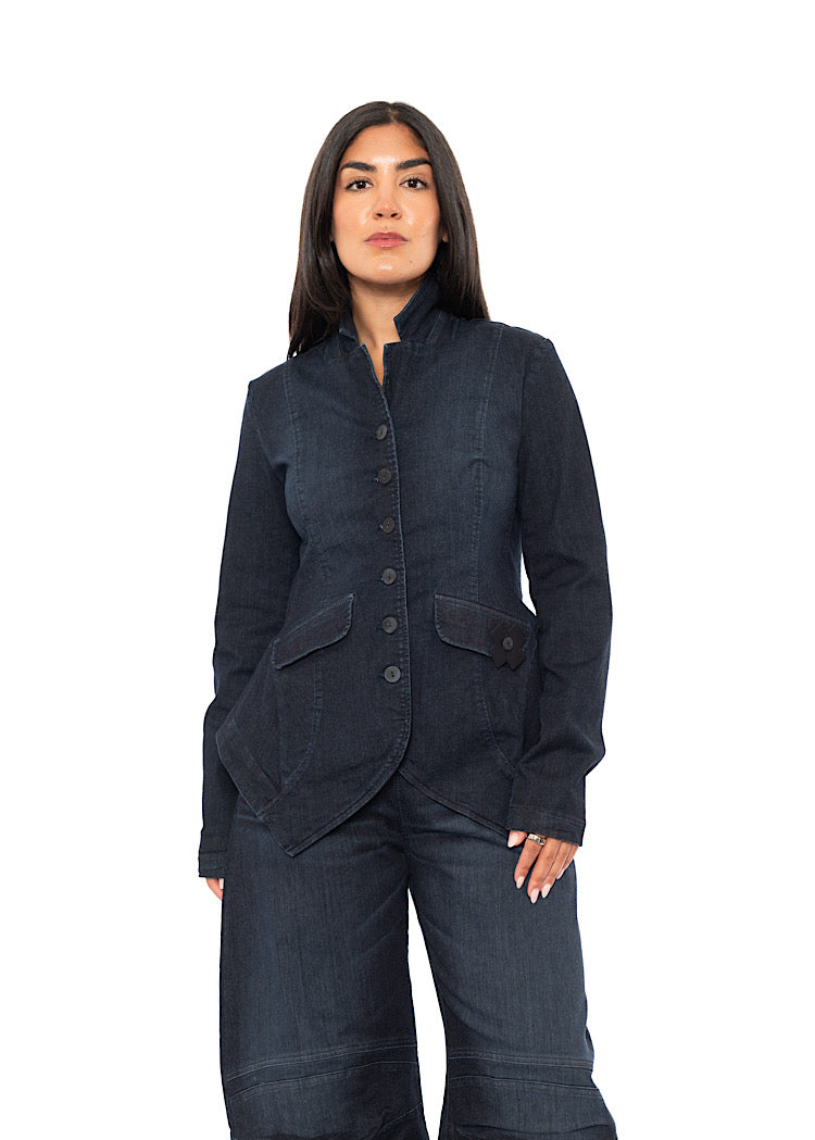 STRETCH DENIM FITTED JACKET