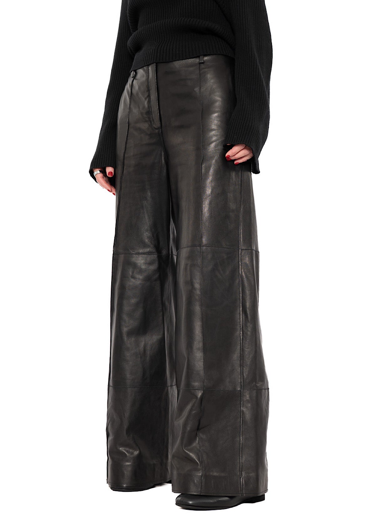 SIGNATURE WIDE LEG LEATHER TROUSER
