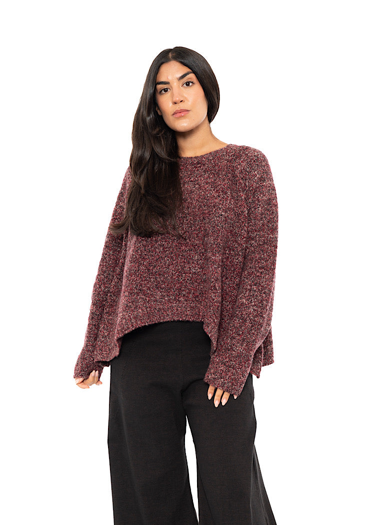 CROPPED MÉLANGE KNITTED PULLOVER