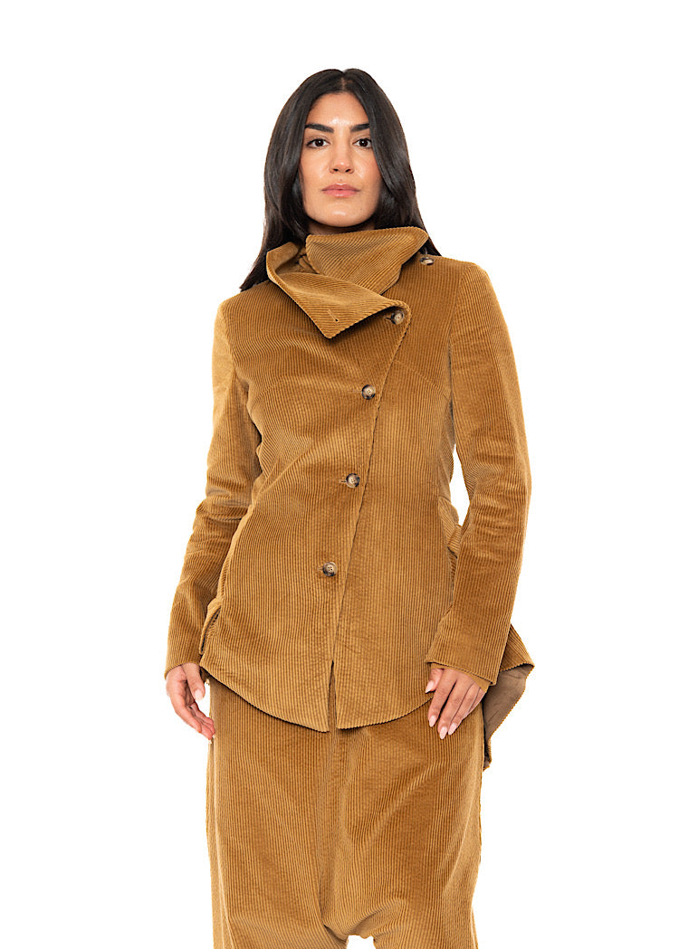 ASYMMETRIC STRETCH CORD VELVET JACKET