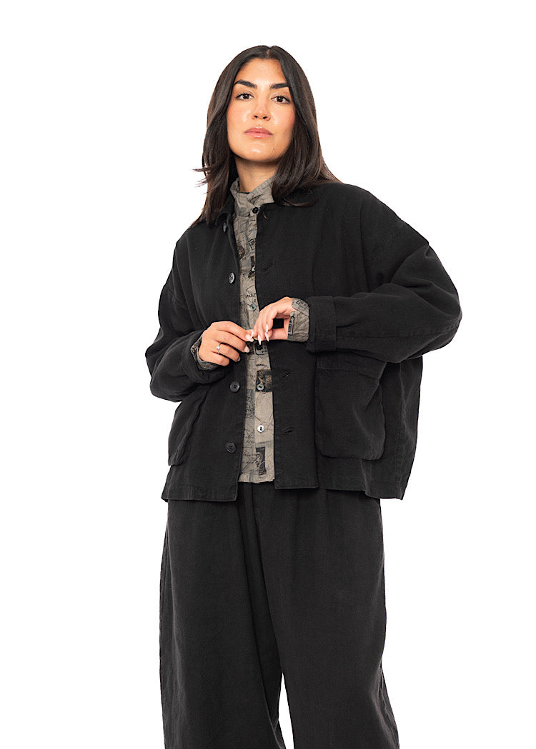 LINEN-COTTON UTILITY JACKET