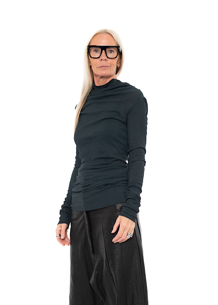 HIGH-NECK RIB JERSEY T-SHIRT