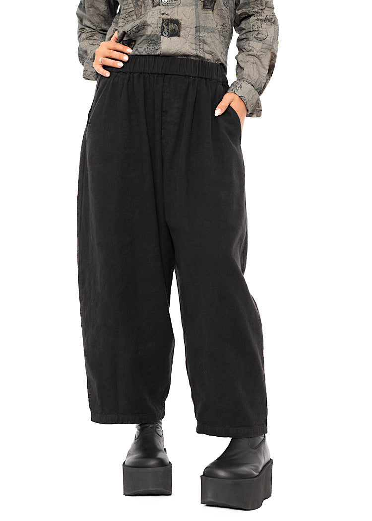 BRUSHED COTTON-LINEN BALLOON TROUSER