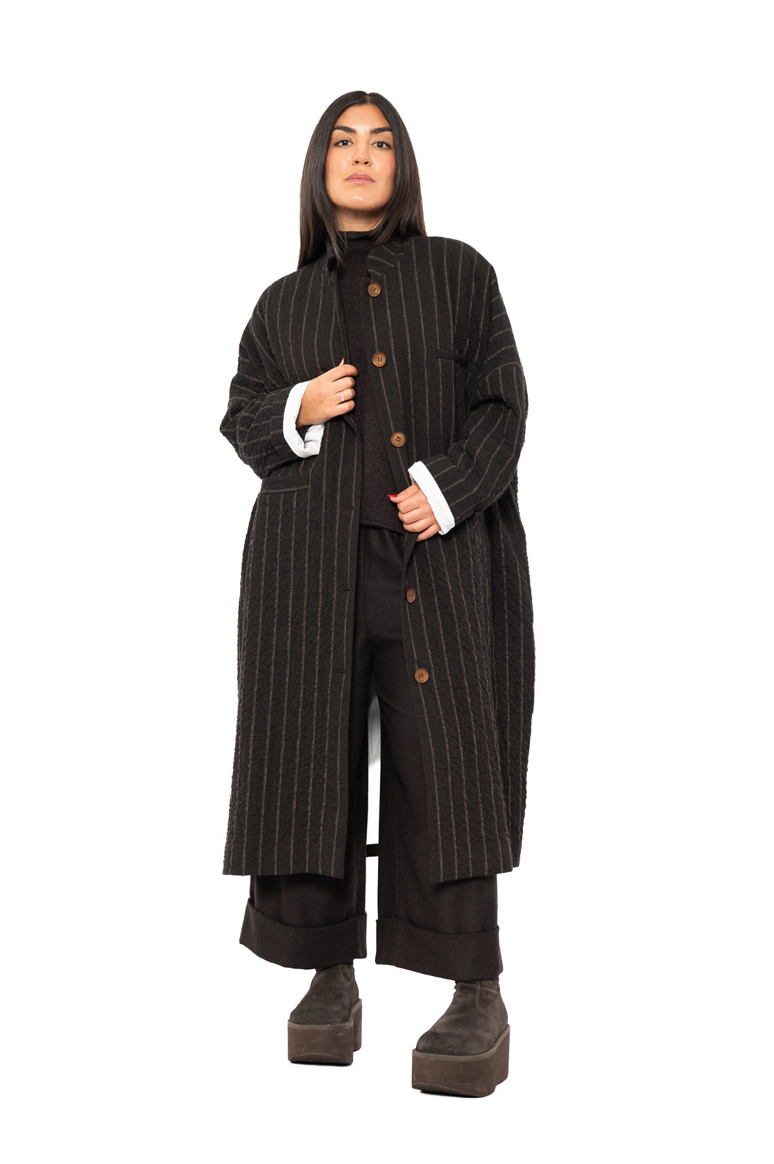 STRIPED WOOL BLEND ISA COAT