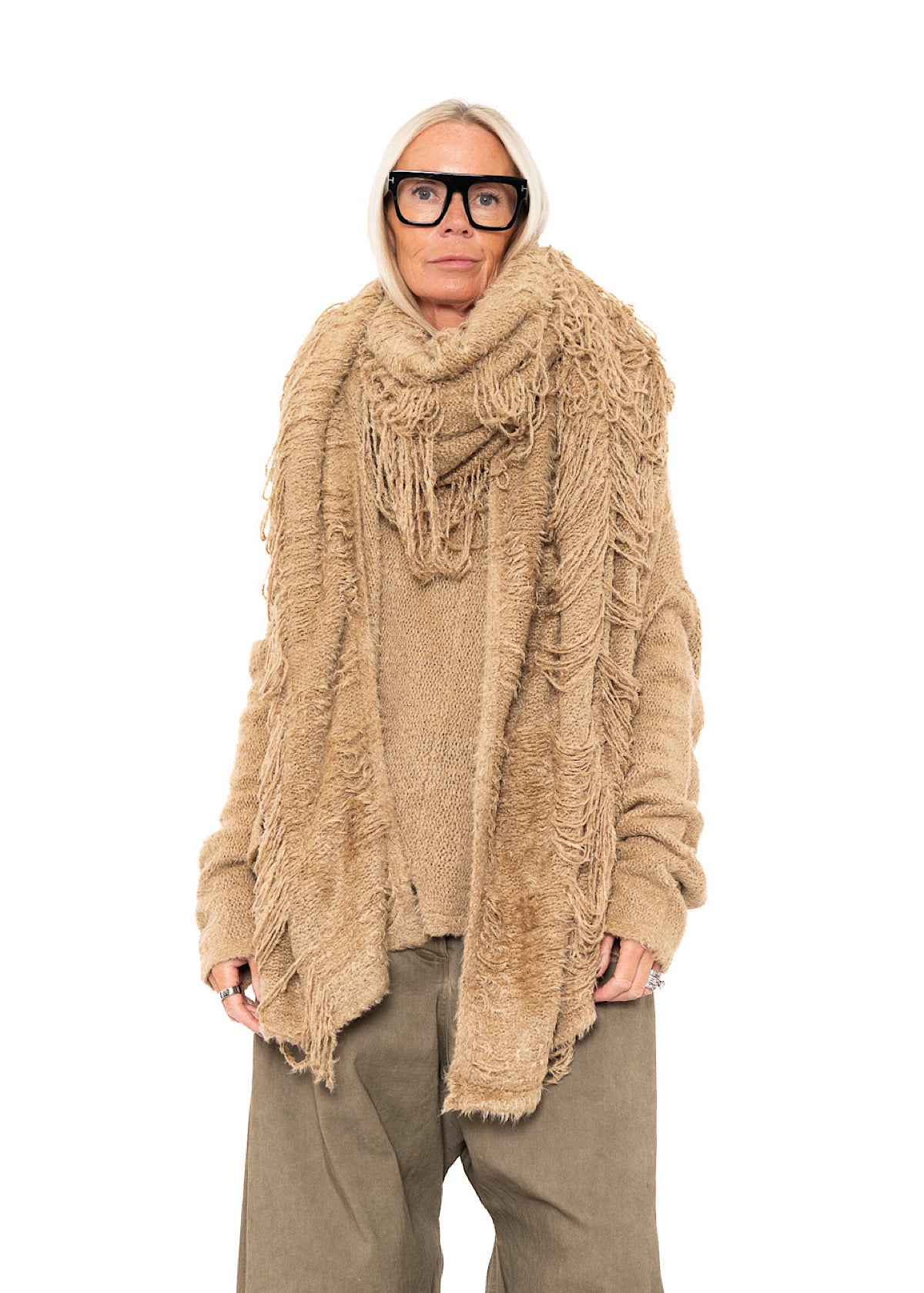 LADDERED SILK KNIT SCARF