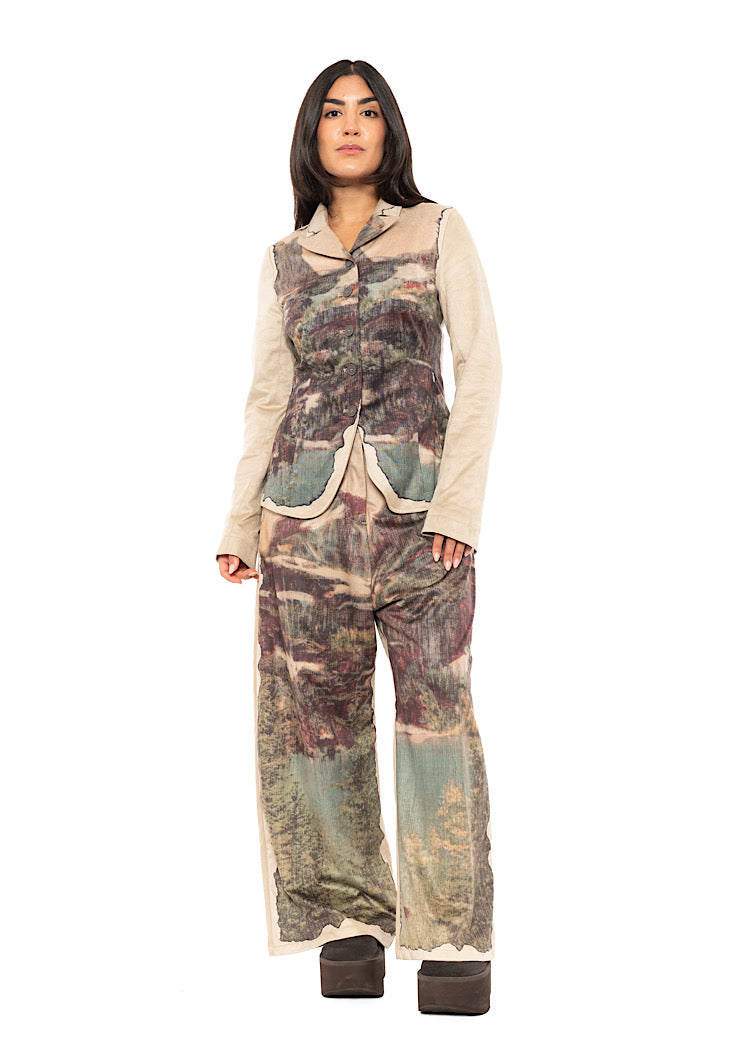 LANDSCAPE PRINT WIDE LEG TROUSER
