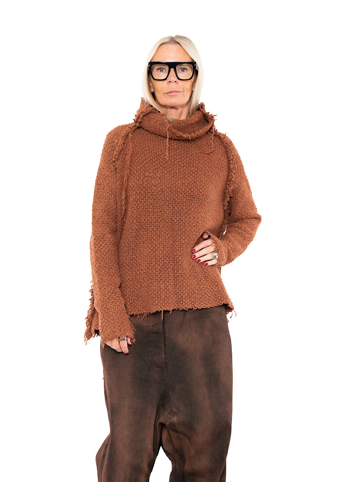 TEXTURED SILK KNIT PULLOVER