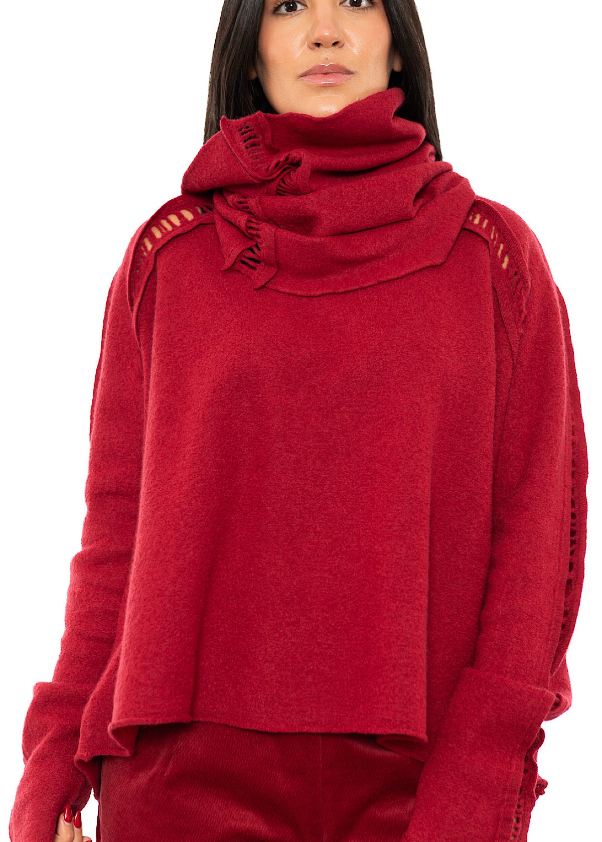 BOILED WOOL LADDER STITCH COLLAR