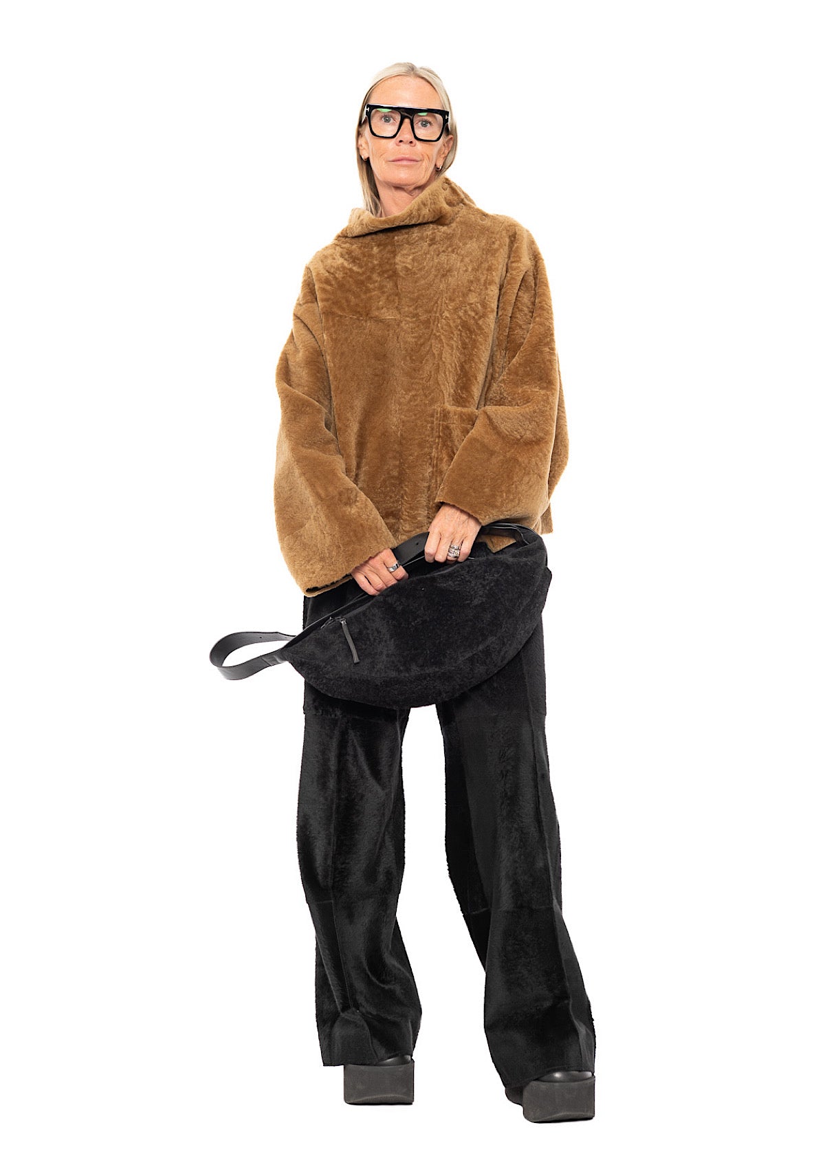 CROSSBODY FUR-FINISHED LEATHER BAG