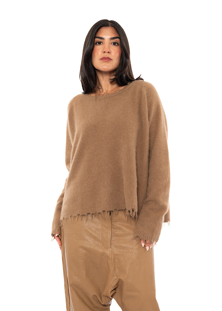 RELAXED FRAYED KNIT PULLOVER