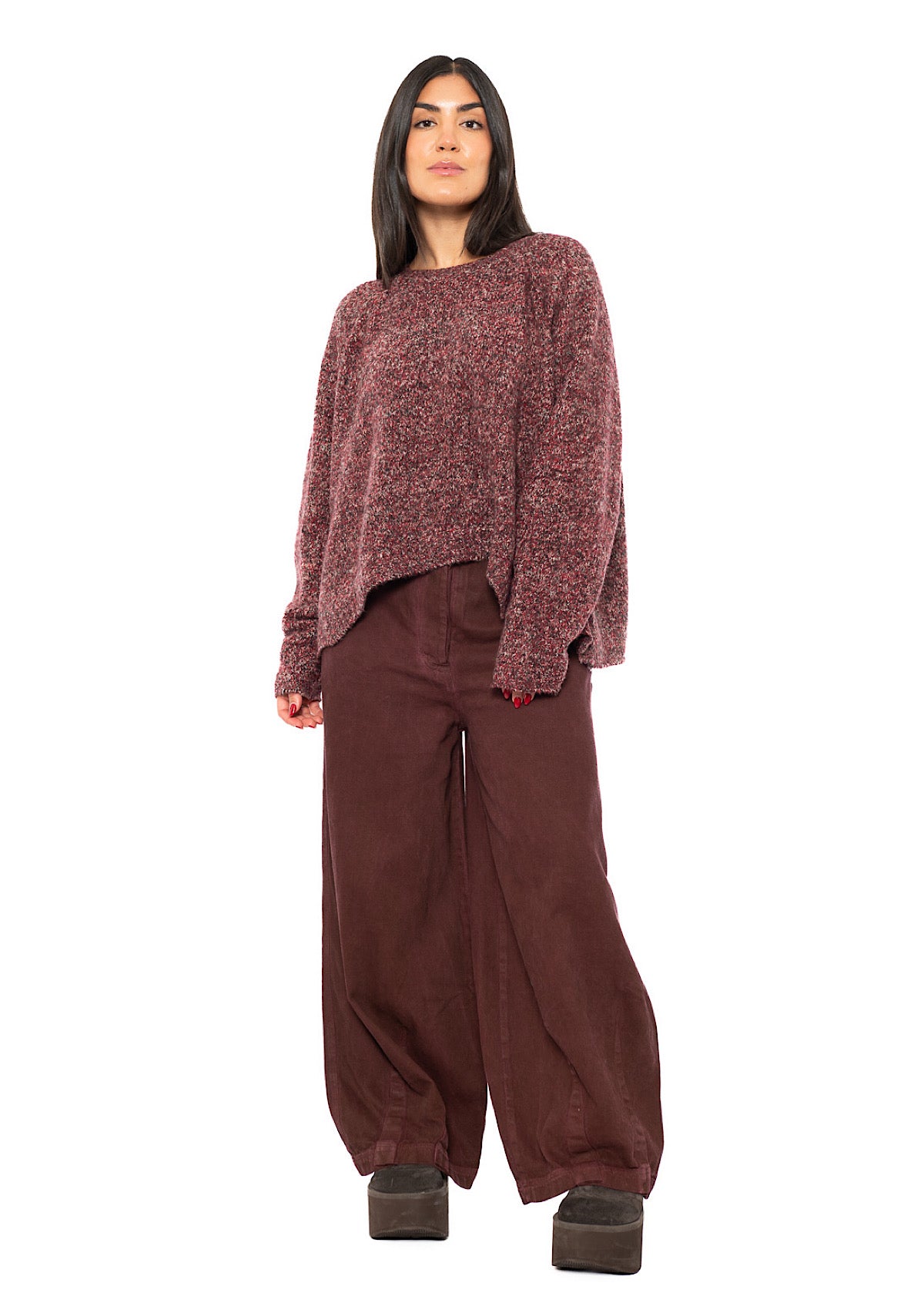 GARMENT-DYED DENIM WIDE LEG TROUSER