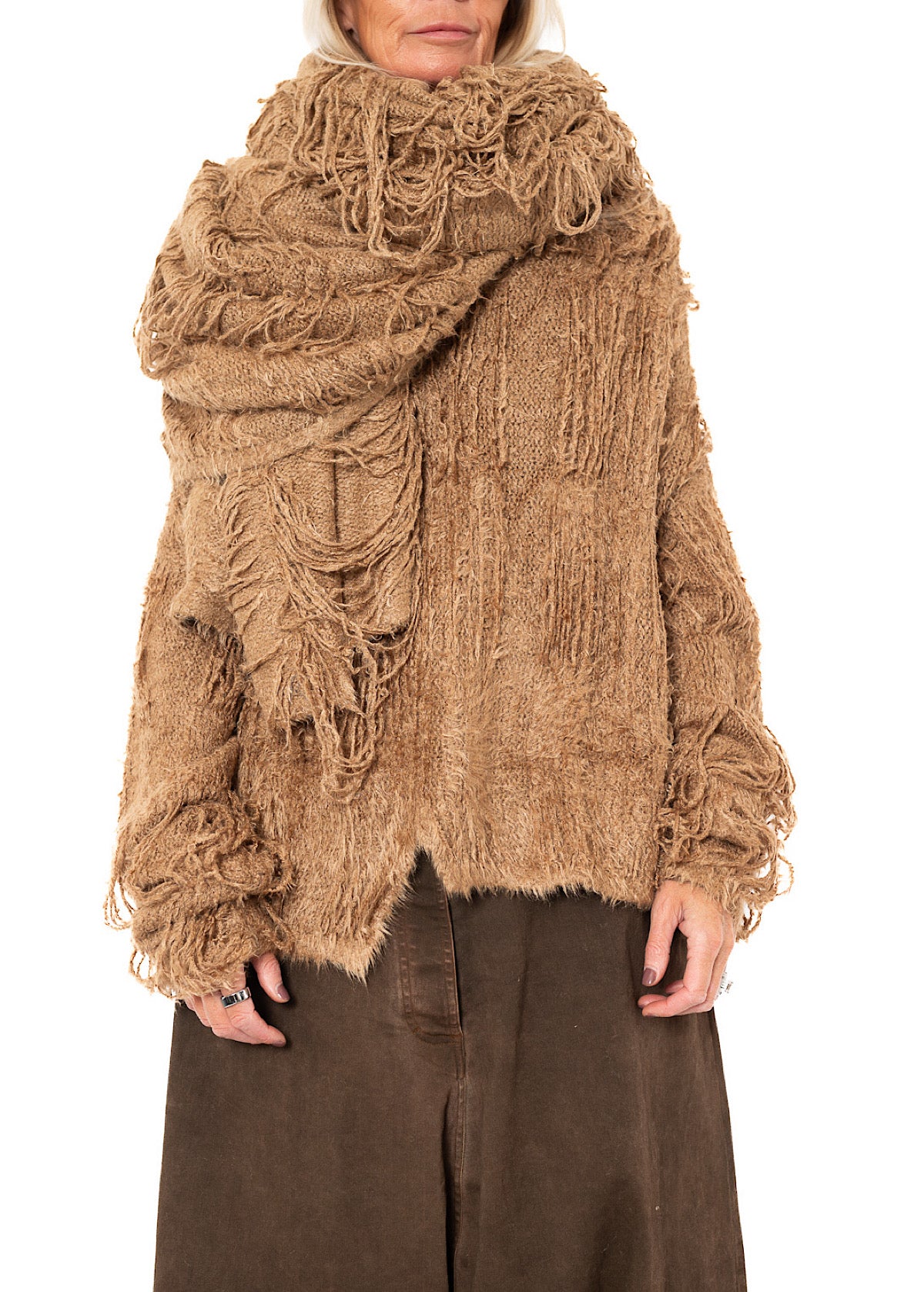 LADDERED SILK KNIT SCARF