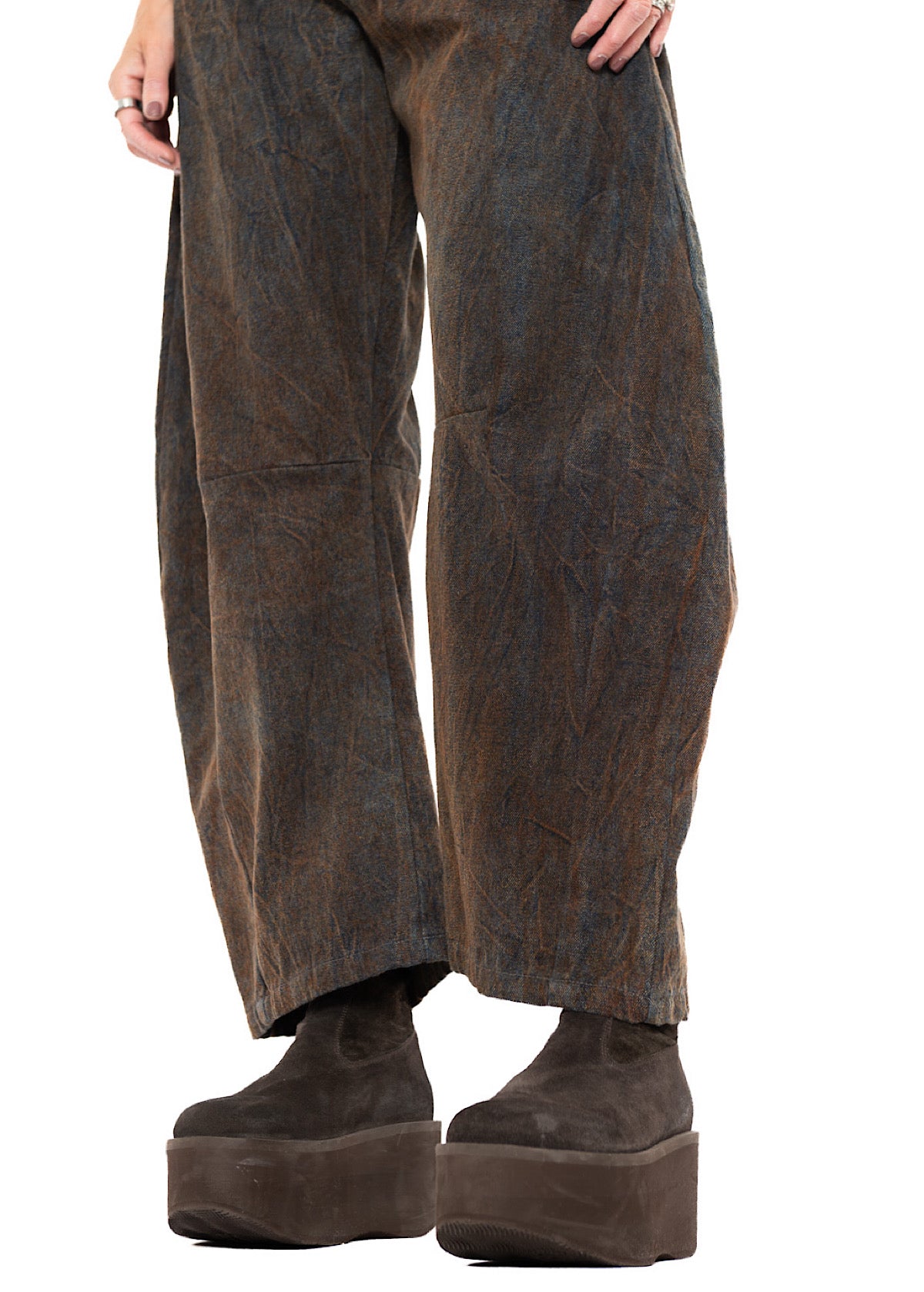 STONE-WASHED DENIM BALLOON TROUSERS