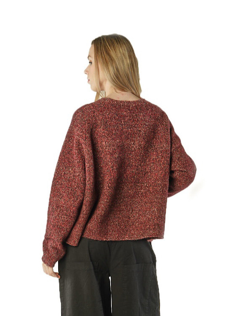 CROPPED MÉLANGE KNITTED PULLOVER *BRONZE MELANGE* (Shown in LAVA MELANGE)